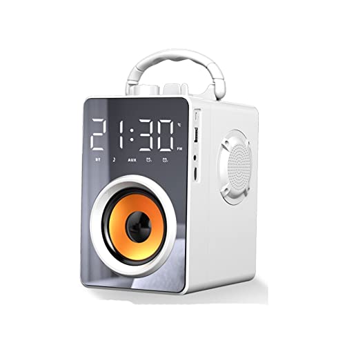Portable Bluetooth Speakers with Subwoofer Outdoor/Indoor Big Speaker Support Remote Control FM Radio g Battery Life (Color : White) (White)