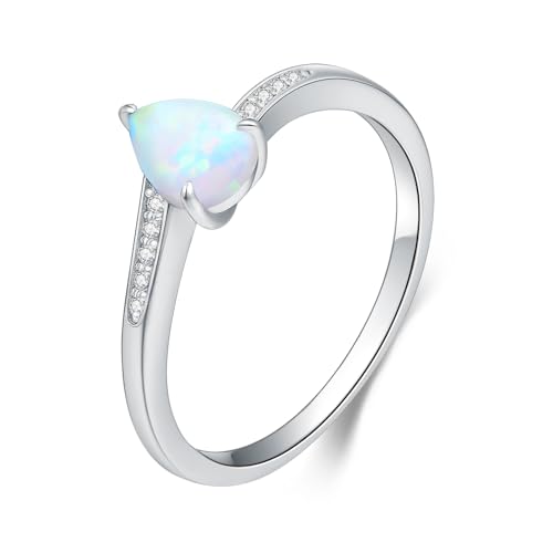 1.5ct Opals Ring for Women 925 Sterling Silver Genuine Pear Shape Opal Engagement Ring Real October Birthstone Opal Ring Promise Ring for Her2