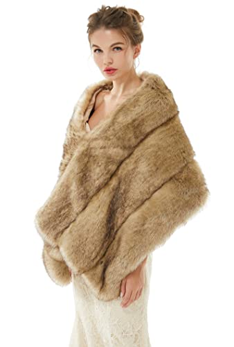 Women's Stole Faux Fur Shawl Shrug Wraps Cape For Wedding Party3