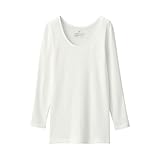 無印良品 婦人 あったか綿 Uネック八分袖Tシャツ レディース FCD09A5A オフ白 婦人L