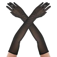 DIVINA VITAE Transparente Handschuhe Schwarz Lange Handschuhe für Damen Lange Netzhandschuhe 55cm Extra LangeTüllhandschuhe Geeignet Oper Kostüm Party Abschlussball lange Handschuhe