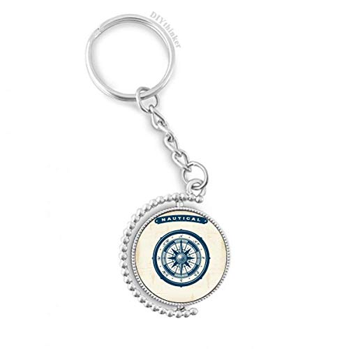 Porte-clés boussole marine en métal rotatif multicolore de 3 cm