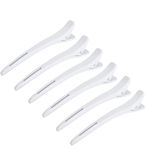 ILVISEST Hair Clips for Styling Sectioning 6 Pack,Non Slip Hair Clips,Duckbill Hair Clips,No-Trace Hair Clips for Thick and Thin Hair - Professional Salon Hair Clips(White)