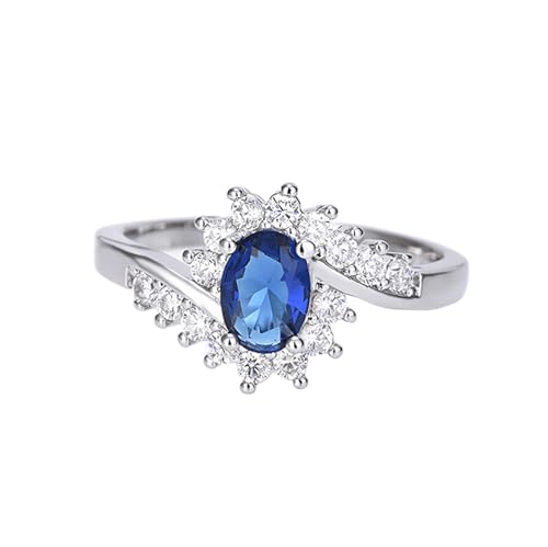 Romantic Halo Engagement Rings Simulated Amethyst Promise Rings for Her 925 Sterling Silver Plated Bypass Band Wedding Ring Statement Rings for Women