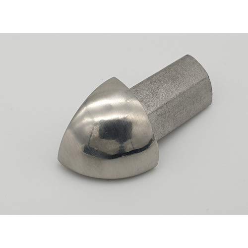 Perfil redondo para esquinas exteriores (10 unidades, 12,5 mm, brillante, para rieles de acero inoxidable, perfil trimestral)