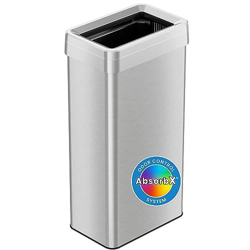 iTouchless 21 Gallon Open Top Recycling Bin and Kitchen Trash Can, Rectangular Commercial Grade Stainless Steel, 80 Liter Trashcan for Home Office Work Bedroom Living Room Garage Extra-Large Capacity