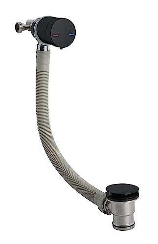 nuie E401 Wastes & Extras Modern Bathroom Freeflow Bath Filler Tap with Waste, 68mm, Matt Black