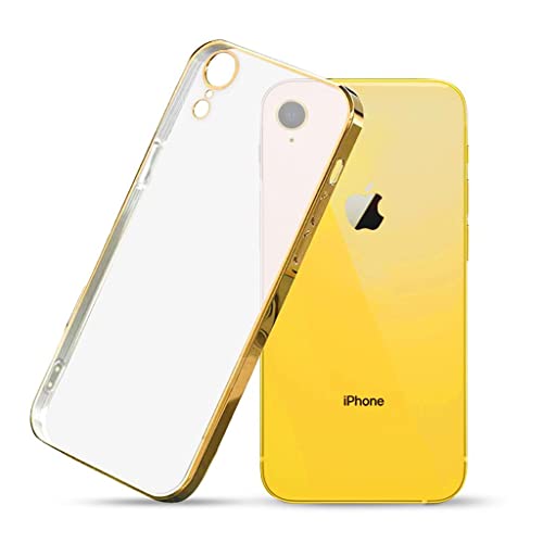 Image of VONZEE Thermoplastic Polyurethane Transparent Case Compatible With Iphone Xr (6.1 Inch), Luxury Electroplated Soft Edge Bumper Case, Full Camera Protection & Shockproof Case Cover (Gold)