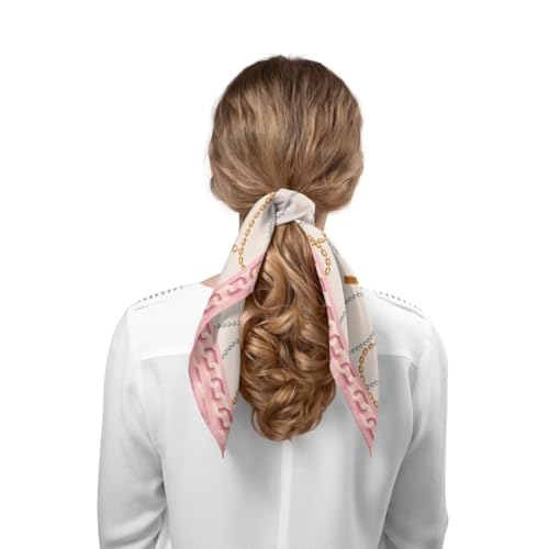 Paris Heritage Chain and Pearls Silk Bandana Scarf, 20x20 inches, Handmade in Italy4