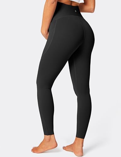 BAYDI Nudi Zwangerschapslegging voor dames, met zakken, ondoorzichtig, lange zwangerschapsleggings, hoge taille, zwangerschapsbroek, zacht, elastisch, zwangerschapsbroek, bruin (espresso), L