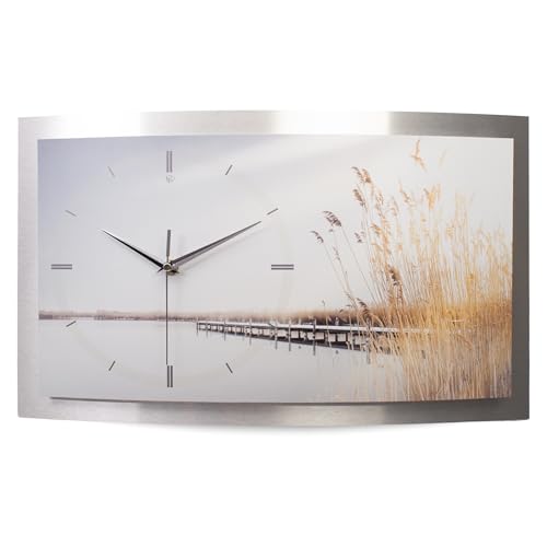 Kreative Feder „Meer“ 3D Designer-Wanduhr mit leisem Funkuhrwerk – Handarbeit Made in Germany (WAA044, 50x30cm; leises Funkuhrwerk)
