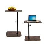 M.J COMFY-LIFE C-Shape Side Table, Height Adjustable Swivel Sofa Table 360° Rotating Tray Space-Saving Coffee Snack and Bed End Table for Living Room Bedroom Bedside Couch (Rustic Brown, 2)