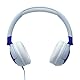 JBL Junior 320, On-Ear-Kopfhörer mit Kabel und eingebautem Mikrofon für Kinder, JBL Safe Sound, niedriger Lautstärke, 12 mm Soft Pad und Sticker-Set, tragbares Design, Blau
