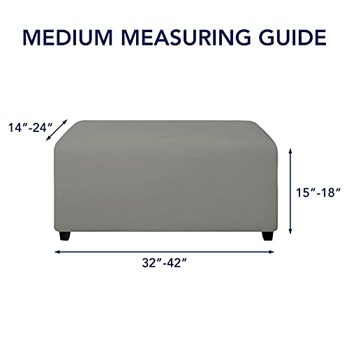 Image of PureFit Stretch Rectangle Ottoman Cover Footstool Cover, Light Gray