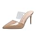 Sandali per le donne di plastica moda estate sandali a punta tacco alto cinturino trasparente casual confortevole donna pescatore sandali 8, Beige, 37.5 EU
