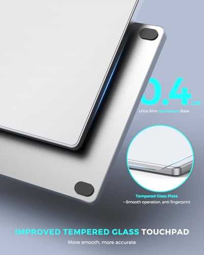 seenda Multi-Touch Trackpad, Tempered Glass Surface with High Precision Navigation, Ultra Slim Aluminum USB Wired Touchpad Mouse for Windows 10/11 Desktop/Laptop/Notebook Computer PC, Silver White