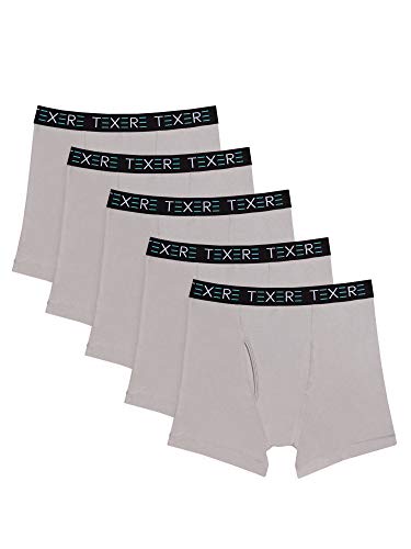 TexereSilk Men's Athletic Boxer Brief, Light Gray 5 Pk, X-Large