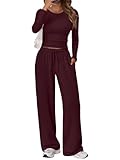 Trendy Queen Womens Two 2 Piece Matching Lounge Sets 2025 Early Fall Fashion Must Haves Y2K Workout Gym Clothes Comfy Airport Travel Vacation Luxury Outfits Sweatsuit Winter Clothing