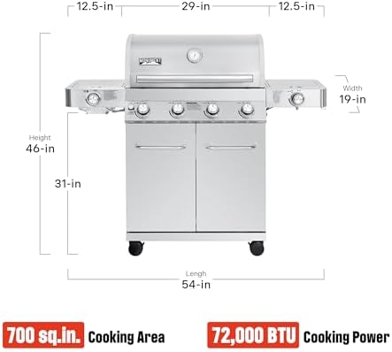Monument Grills Larger 4-Burner Propane Gas Grills Stainless Steel with Smoke Box(2 items)