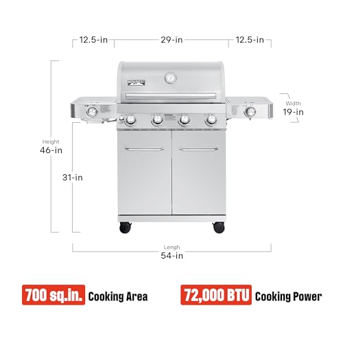 Monument Grills Larger 4-Burner Propane Gas Grills Stainless Steel with Smoke Box(2 items)