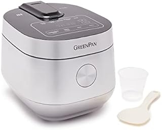 GreenPan Stainless Steel Healthy Ceramic Nonstick 8-Cup Rice Oats Grains & Soup Cooker, Induction Heating for Consistent Results, Dishwasher Safe Pot, Includes Spatula Ladle & Measuring Cup