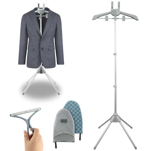 Steamer Hanger Stand with Adjustable Height Portable Steamer Rack with Handheld Ironing BoardHair Remover for Steaming Clothes for Homes Clothing Stores & Hotels