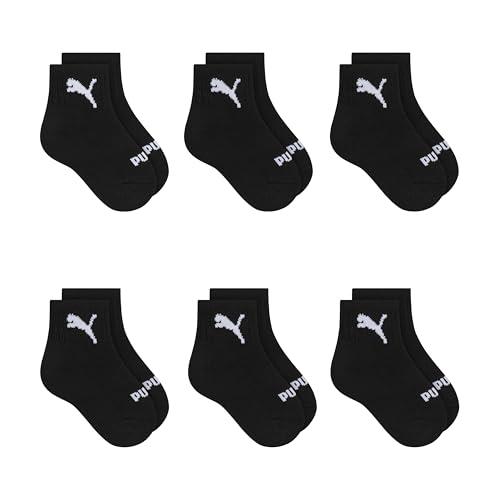 PUMA Unisex Baby Infant Anklet Socks (6-Pack), Black, 2-4T | Extra Cushion and Comfort-toe - image 1