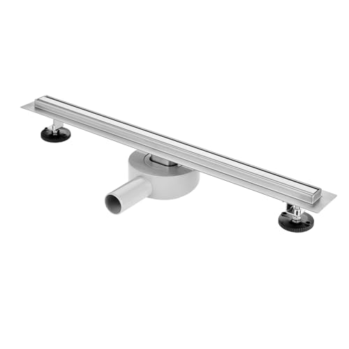 T&K Linear Shower Drain Slim 360° Rotatable 50cm Stainless Steel Floor Drain Silver, With Adjustable Feet, Hair Filter And Odor Stop Siphon Bathroom Channel Gully