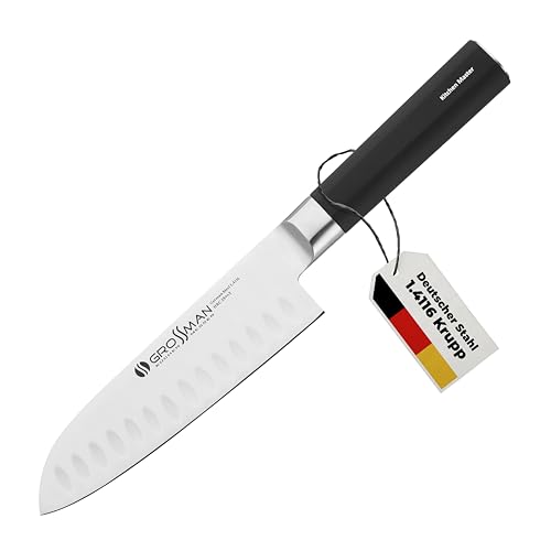 GROSSMAN® 110SH - Sashimi | Santoku Messer 29,6 cm | Ultrascharfer Küchenmesser | Deutschem Edelstahl Klinge 16,0 cm | mit Ergonomischen Griff 13,6 cm (185 Gramm)