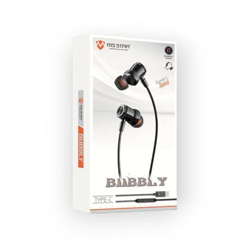 Image of CM MS Star Bubbly Type-C Magnetic Earphones, Black, Wired in-Ear Design with Premium Sound, for Mobile Devices