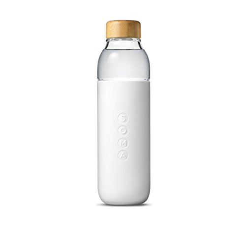 Soma 17 oz. BPA-free Wide Mouth Glass Water Bottle with Silicone Sleeve, White