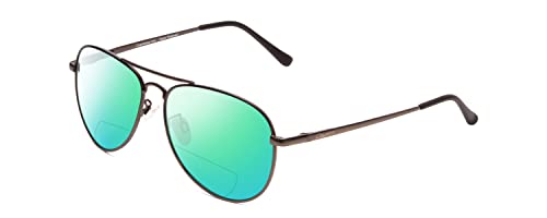 Coyote Classic II Metal Polarized BiFocal Sunglasses +1.25 Gunmetal/Green Mirror Men Women Trendy Sunglass Readers Designer