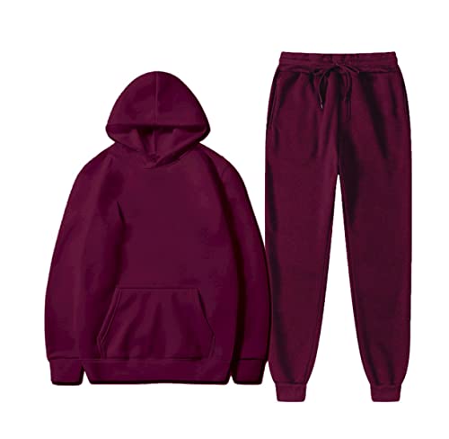Survêtement chaud bordeaux taille S ensemble hoodie et pantalon