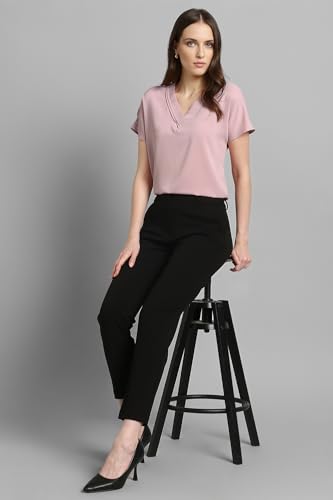 Image of Van Heusen Women's Polyester Regular Fit Half Sleeve V Neck Formal Top