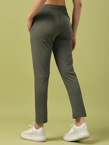 Image of TECHNOSPORT Women's Regular Fit Mid Rise Solid Track Pant with Antimicrobial, Stretchable for Gym, Workout & Sports and Regular Use