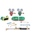 VEVOR Oxygen Acetylene Torch Kit, Gas Welding Cutting Torch Kit, 12PCS Oxy Acetylene Brazing Tool Set with 177 inches Twin-Hose, 1 Cutting Nozzle, 2 Welding Tips & 2 Regulators (without Gas Cylinder)