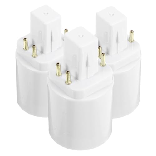 FONDOTIN 3 pièces Adaptateur Douille Ampoule à Quatre Broches vers Convertisseur Base E27 Résistant Chaleur Compatible LED Installation sans Outil pour Maison Bureau Commerce
