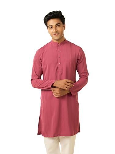 Kurta en crêpe premium à rayures Diwas par Manyavar - Finition haut de gamme