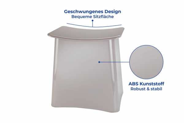 WENKO Maximex Wing Badhocker und Wäschekorb, Hocker mit Deckel und herausnehmbarem Wäschesack, Kunststoff, Fassungsvermögen 33 L, 45 x 48 x 33 cm, Taupe
