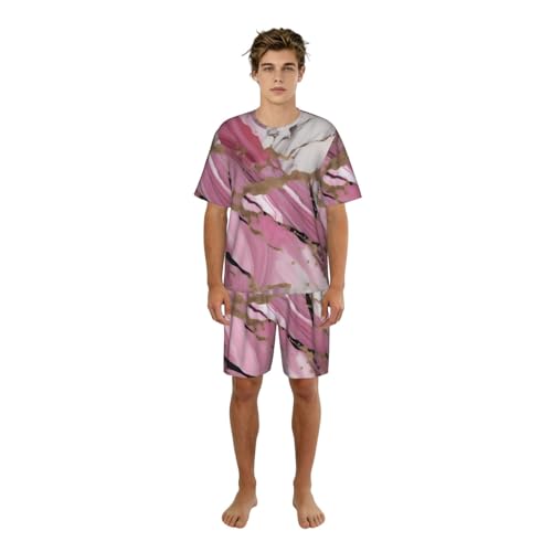 Pyjama marbre homme élégant rouge blanc vêtement nuit confortable homewear