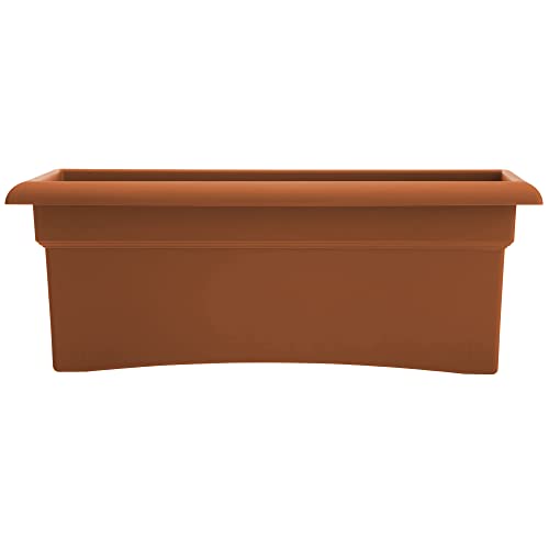 Bloem Veranda Rectangle Deck Box Planter: 26" - Terra Cotta - Matte Finish, Weatherproof Plastic, Optional Drainage Holes, For Indoor And Outdoor Use, Gardening, 7 Gallon Capacity #TOP29