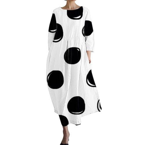 Robe longue chic col rond imprimée décontractée et fluide pour l'été