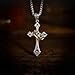 Cross Necklace for Men and Women Stainless Steel Crown Cross Pendant Necklace Faith Cross Jewelry Gold Crown Necklace Silver Cross Pendant Lucky Guardian Necklace (Silver)