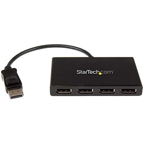 StarTech.com 4 Port DisplayPort MST Hub - DP 1.2 to 4x DP MST Hub - DisplayPort Multi Monitor Splitter - 4 Port MST Hub (MSTDP124DP),Black