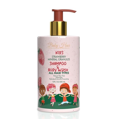 Image of BABY HAIR - Strawberry Mineral Kids Shampoo /Body Wash, Sulfate-Free Tearless Shampoo and Body Wash, Shampoo For Kids with Strawberry Oil, Camellia Oil, and Biotin, No Tears Shampoo, 10 fl.oz.