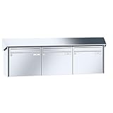 RENZ/Prisma / 3er Aufputz-Briefkastenanlage Wand-Briefkasten / V4A-Edelstahl/Volumen 17 L/Dein-Briefkasten.de