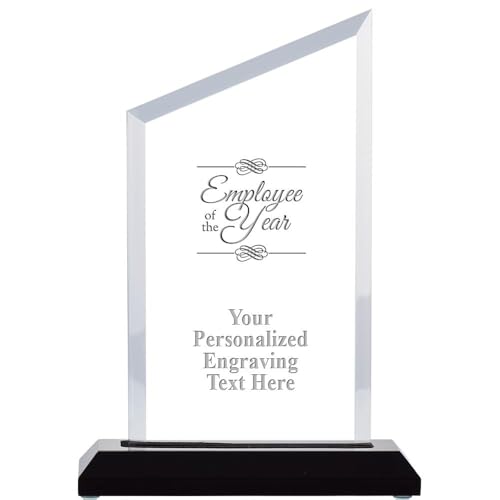 Crown Awards Personalized Acrylic Trophy 6.3 Engraved Employee of The Year Incline Slant Acrylic Award Prime