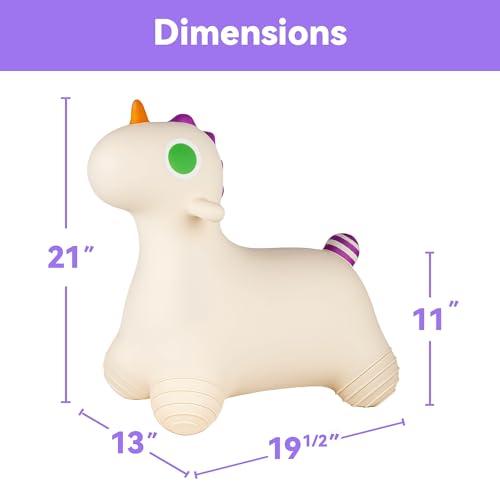 Bouncy Pals Unicorn Hopping Horse, Toddler Girls Inflatable Bouncing Animal Hopper Toy, Baby Indoor Ride on Bouncer, Kids Outdoor Activity Jump Toy, First Birthday Gifts for 18 24 Month 2 3 4 Year Old - Image 3