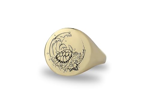 Bague sigillée tortue gravée de haute précision pour un style unisexe audacieux