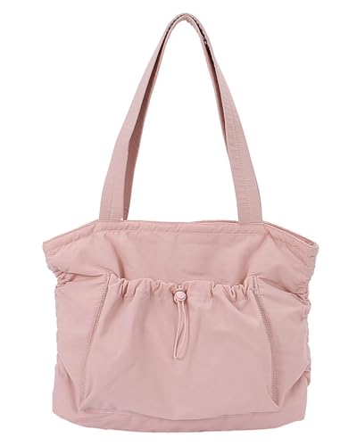 Women's Drawstring Shoulder Tote Bag Lightweight Canvas Shoulder Purse Convertible Crossbody Bag for Commuting Handbag